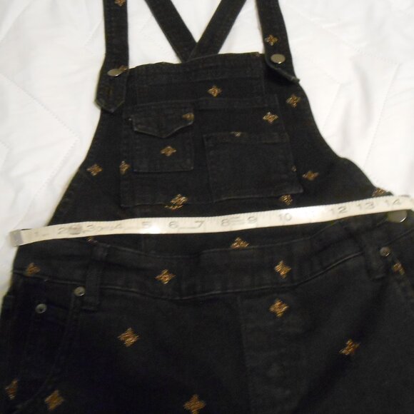 Free People Black Denim With Gold Thread Stars Overalls - Picture 7 of 12